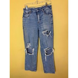 American Eagle Curvy 90s Straight Leg Distressed Ripped Jeans Women's Size 10‎
